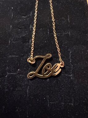 Gold Tone Name Zoe Necklace